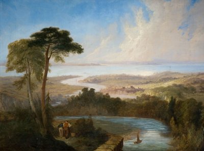 Panoramiczny widok na ujście rzeki Severn, początek połowy XIX wieku. autorstwa Samuel Lines