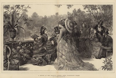 Szkic na przyjęciu u Jej Królewskiej Mości w Pałacu Buckingham autorstwa Samuel Luke Fildes