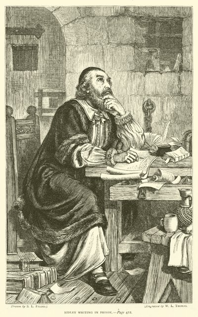 Ridley pisze w więzieniu autorstwa Samuel Luke Fildes