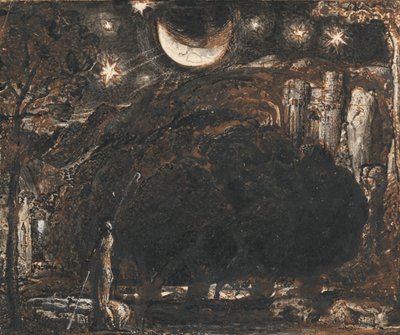 Pasterz i jego stado pod księżycem i gwiazdami autorstwa Samuel Palmer
