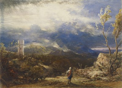 Christian Zejście do Doliny Upokorzenia (z „Wędrówki Pielgrzyma”), 1848 (akwarela i kolor nadwozia) autorstwa Samuel Palmer