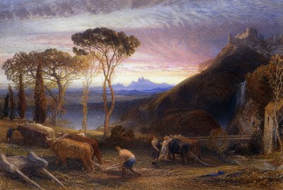 Ilustracja do „Lycidas” Miltona, ok. 1864 (akwarela wzmocniona kolorem ciała) autorstwa Samuel Palmer