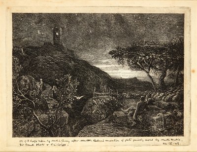 Samotna Wieża (akwaforta) autorstwa Samuel Palmer