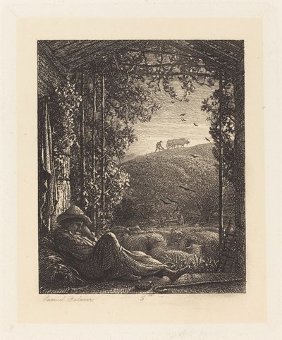 Śpiący Pasterz; Wczesny poranek autorstwa Samuel Palmer