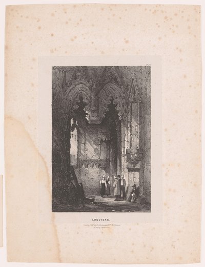 Wnętrze kościoła w Louviers Louviers (tytuł na obiekcie) Wnętrza (tytuł serii) Wnętrza (tytuł serii) autorstwa Samuel Prout (attributed to)