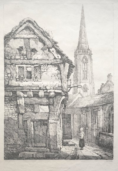 Seria starożytnych budynków i wiejskich domków w północnej Anglii: W York, ulica obok Cloister Wall autorstwa Samuel Prout