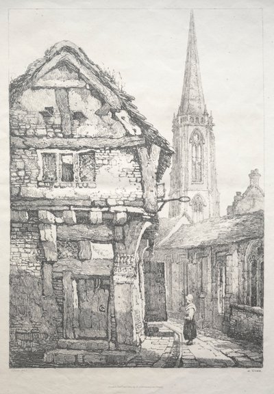 Seria starożytnych budynków i wiejskich domków w północnej Anglii: W York, Street..., 1821. autorstwa Samuel Prout