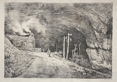 Seria starożytnych budynków i wiejskich domków w północnej Anglii: Peak Cavern autorstwa Samuel Prout
