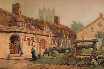Domki w Glastonbury, c1819 autorstwa Samuel Prout