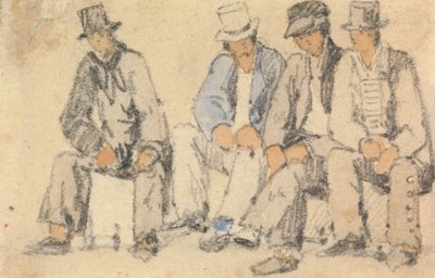 Grupa czterech siedzących mężczyzn autorstwa Samuel Prout