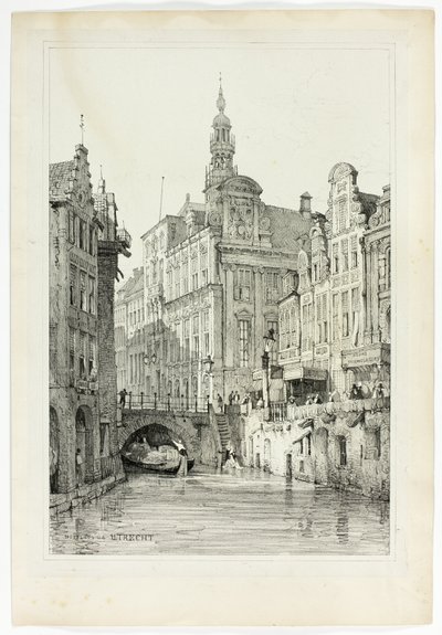Hotel de Ville, Utrecht, na podstawie faksymili szkiców wykonanych we Flandrii i Niemczech autorstwa Samuel Prout