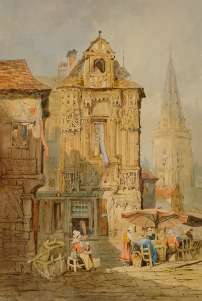 Rynek w Brugii, początek XIX wieku. autorstwa Samuel Prout