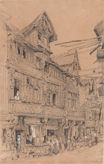 Stara ulica w Lisieux, ok. 1820 (akwarela na papierze) autorstwa Samuel Prout
