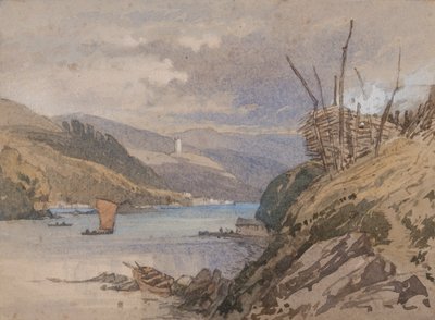 Na rzece Yealm, South Devon (wc na papierze) autorstwa Samuel Prout