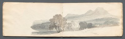 Szkicownik: Wzgórza Eildon, 1814. autorstwa Samuel Prout