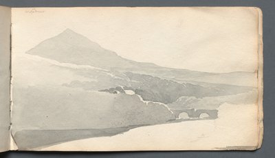 Szkicownik: Górski krajobraz z mostem, 1814. autorstwa Samuel Prout