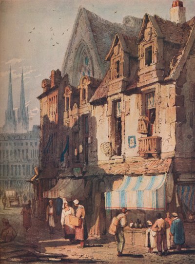 Scena uliczna, Bayeux, Normandia, ok. 1828 r. autorstwa Samuel Prout