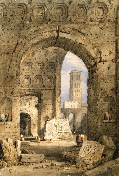 Świątynia Pokoju, Forum Romanum (akwarela i gwasz na białawym papierze) autorstwa Samuel Prout