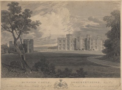 Południowo-zachodni widok na zamek Dunster, Somersetshire autorstwa Samuel Rawle