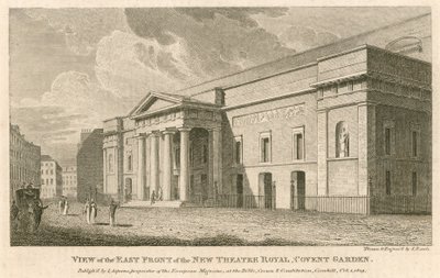 Widok na wschodni front nowego Teatru Królewskiego, Covent Garden, Londyn autorstwa Samuel Rawle