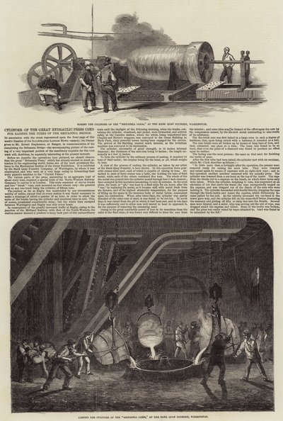Cylinder wielkiej prasy hydraulicznej używanej do podnoszenia rur mostu Britannia autorstwa Samuel Read