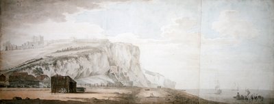 Zamek Dover i klify z brzegu (ołówek, długopis i atrament oraz akwarela na papierze) autorstwa Samuel Scott