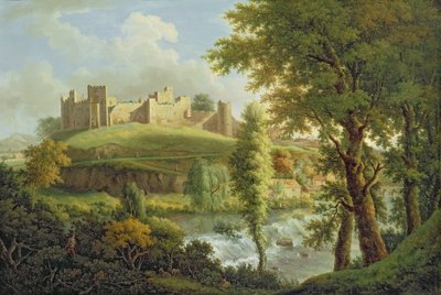 Zamek Ludlow z jazem Dinham, od południowego zachodu, ok. 1765-69 (olej na płótnie) autorstwa Samuel Scott