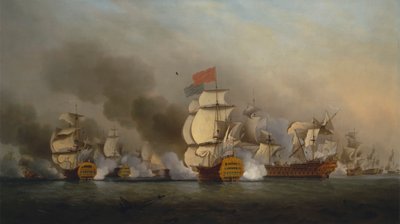 Vitória do vice-almirante Sir George Anson ao largo do Cabo Finisterrepolish autorstwa Samuel Scott