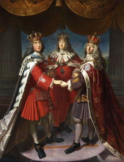 Sojusz królów Fryderyka I w Prusach, Augusta II Mocnego i Fryderyka IV Duńskiego, 1709. autorstwa Samuel Theodor Gericke