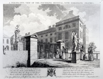Perspektywiczny widok szpitala Foundling, grawerowany przez Edwarda Rookera, 1749 autorstwa Samuel Wale