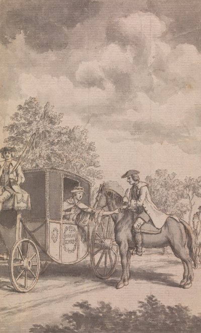 Ilustracja do kalendarza Newgate: Raby znajdująca damski pierścionek trudny do zdjęcia, odcięła jej palec, niedaleko Finchley autorstwa Samuel Wale