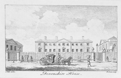 Devonšyro namas, graviruotas Benjamino Greeno, 1761 m. poli autorstwa Samuel Wale