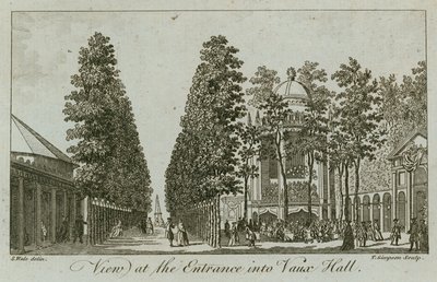 Widok na wejście do Vauxhall Gardens, Londyn autorstwa Samuel Wale