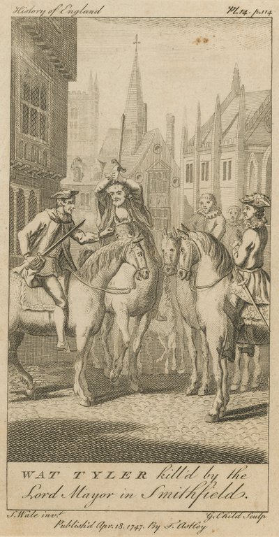 Wat Tyler zabity przez Lorda Burmistrza w Smithfield (rycina) autorstwa Samuel Wale