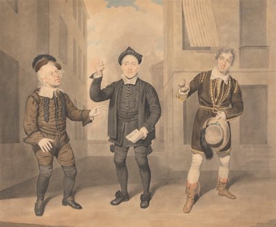 Scena ze sztuki - Trzech aktorów autorstwa Samuel de Wilde