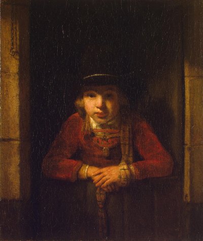 Chłopiec patrzący przez okno, ok. 1647 autorstwa Samuel van Hoogstraten
