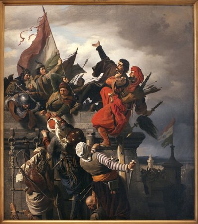 Ofiara Tytusa Dugovics (?-1456). Węgierscy Bohaterowie Narodowi, który został wyróżniony podczas oblężenia Belgradu przez Imperium Osmańskie. Obraz Sandora Wagnera (1838-1919), olej na płótnie autorstwa Alexander von Wagner