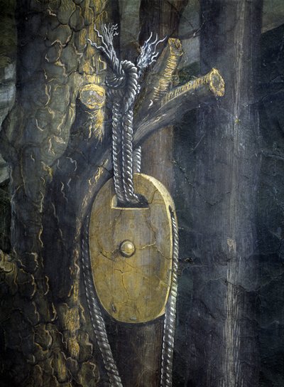 Geschichte des Lebens von Moses. Detail des Seils und der Rolle des Brunnens. Gemälde von Alessandro di Mariano dei Filipepi, bekannt als Sandro Botticelli (1445-1510). Fresko von Sandro (1444/5-1510) Botticelli