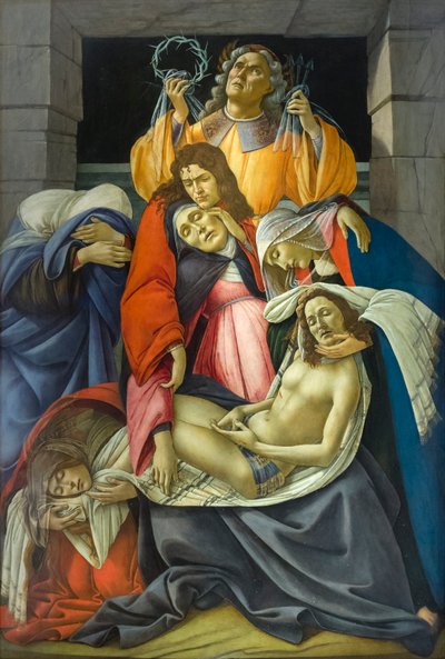 Zmarły Chrystus opłakiwał autorstwa Sandro Botticelli