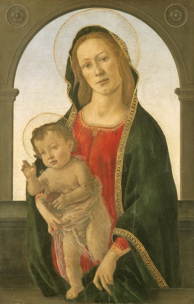Dziewica z Dzieciątkiem i granatem (olej na płycie) autorstwa Sandro (1444/5-1510) Botticelli