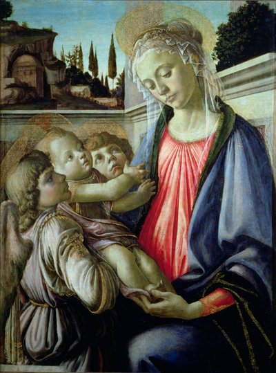 Madonna i Dzieciątko z aniołkami (tempera na panelu) autorstwa Sandro Botticelli