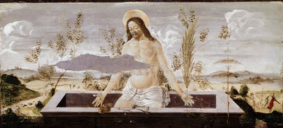 Pieta. Fragment ołtarza św Barnaby (tempera na drewnie) autorstwa Sandro Botticelli