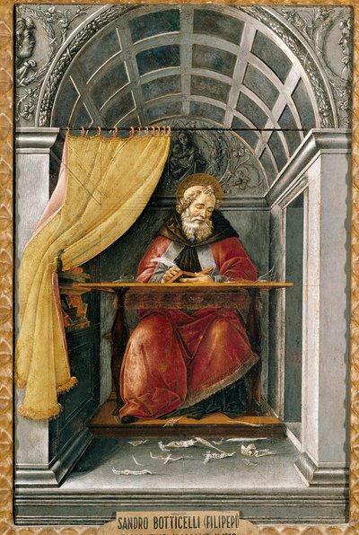 Święty Augustyn w celi Obraz Alessandro di Mariano dei Filipepi dit Sandro Botticellego (1445-1510). Tempera na płótnie autorstwa Sandro Botticelli