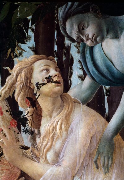 Wiosna. Szczegół: Zefir chwyta Chlorisa w przezroczystym welonie (Malarstwo autorstwa Sandro Botticelli