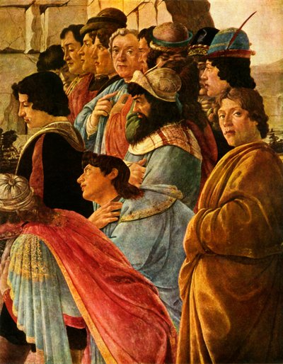 Fragment Adoracji Trzech Króli z autoportretem Botticellego, 1475, 1937. autorstwa Sandro Botticelli