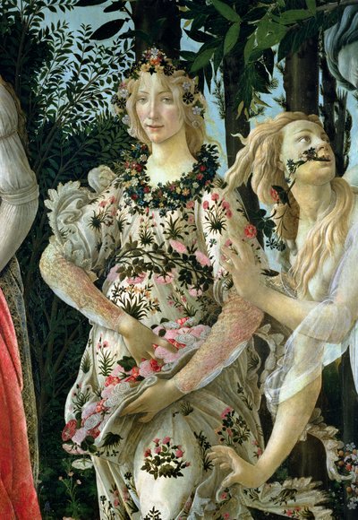 Fragment Flora jako Godzina Wiosny, z tempery Primavera na detalu panelu 558 autorstwa Sandro Botticelli