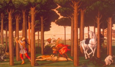 Die Geschichte des Nastagio degli Honesti II autorstwa Sandro Botticelli