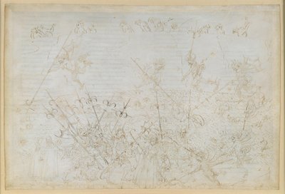 „Boska komedia”, „Piekło” XXII. Wergiliusz i Dante w ósmym kręgu piekła (Malebolge), 5. bolgia: kara dla skorumpowanych; ucieczka Ciampolo autorstwa Sandro Botticelli