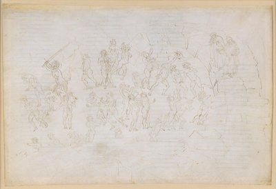 „Boska komedia”, „Piekło”, XXVIII. Wergiliusz i Dante w ósmym kręgu piekła (Malebolge), 9. bolgia: kara dla heretyków i podżegaczy do niezgody; spotkanie z Mahometem i Bertranem de Bornem autorstwa Sandro Botticelli