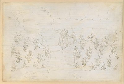 „Boska komedia”, „Piekło” XXVII: Ósmy krąg piekła (Malebolge), 8. bolgia: Kara dla fałszywych doradców; rozmowa z Guido da Montefeltro autorstwa Sandro Botticelli